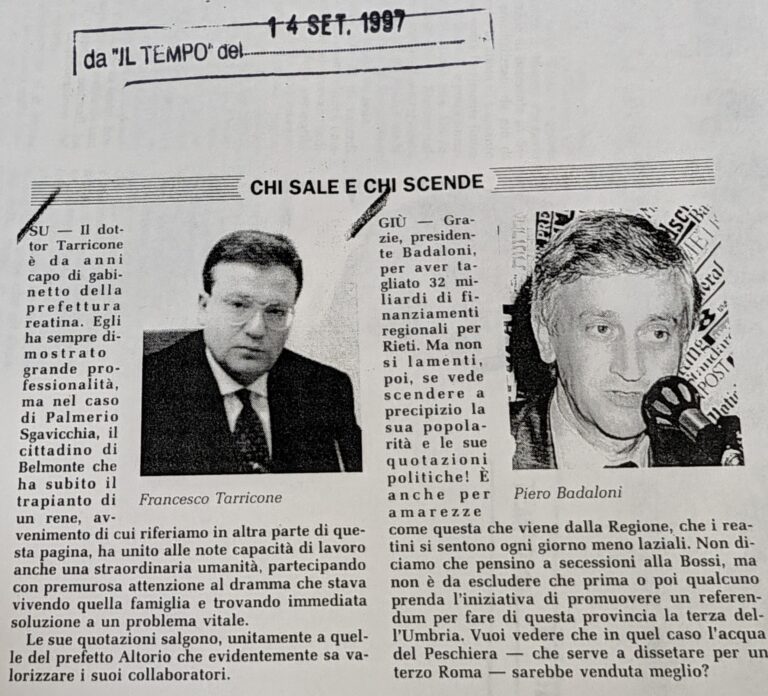 Scopri di più sull'articolo CHI SALE E CHI SCENDE (Il Tempo)