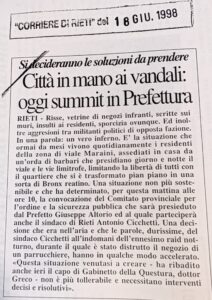 Scopri di più sull'articolo Città in mano ai vandali: oggi summit in Prefettura (Corriere di Rieti)