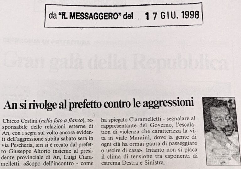 Scopri di più sull'articolo An si rivolge al prefetto contro le aggressioni (Il Messaggero)