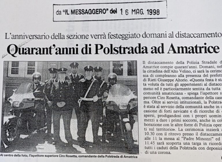 Scopri di più sull'articolo Quarant’anni di Polstrada ad Amatrice (Il Messaggero)
