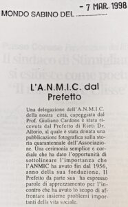 Scopri di più sull'articolo L’A.N.M.I.C. dal Prefetto (Mondo Sabino)