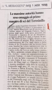 Scopri di più sull'articolo Le massime autorità hanno reso omaggio al primo maestro di sci del Terminillo (Il Messaggero)