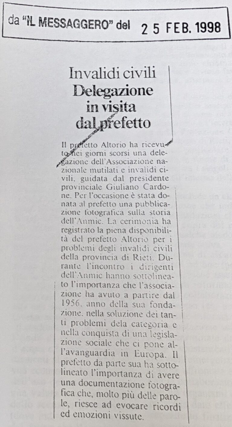 Scopri di più sull'articolo Delegazione in visita dal prefetto (Il Messaggero)
