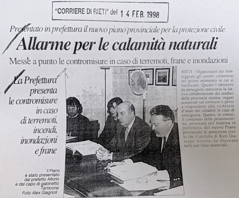 Scopri di più sull'articolo Allarme per le calamità naturali (Corriere di Rieti)
