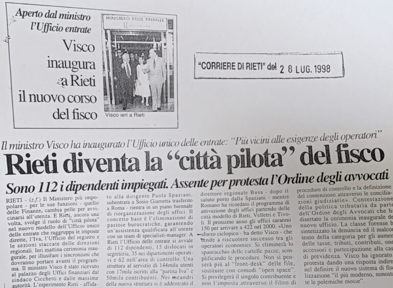 Scopri di più sull'articolo Rieti diventa la “città pilota” del fisco (Corriere di Rieti)