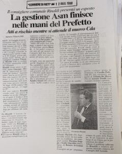 Scopri di più sull'articolo La gestione Asm finisce nelle mani del Prefetto (Corriere di Rieti)