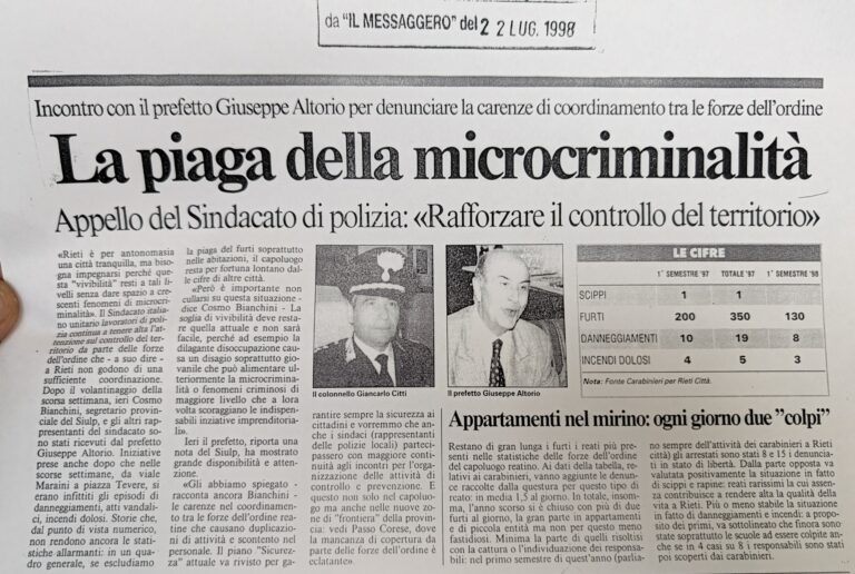 Scopri di più sull'articolo La piaga della microcriminalità (Il Messaggero)