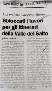 Scopri di più sull'articolo Sbloccati i lavori per gli itinerari della Valle del Salto (Il Tempo)