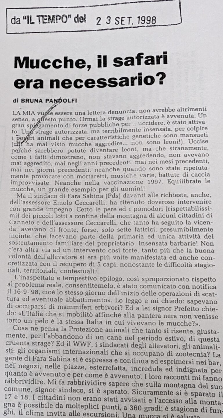 Scopri di più sull'articolo Mucche, il safari era necessario? (Il Tempo)