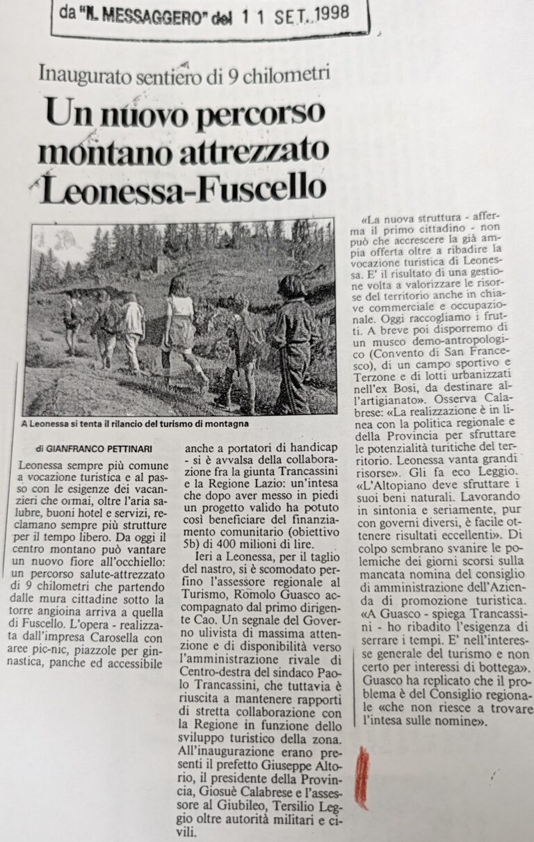 Scopri di più sull'articolo Un nuovo percorso montano attrezzato Leonessa-Fuscello (Il Messaggero)