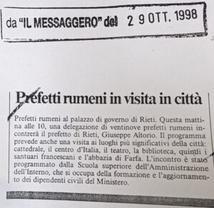 Scopri di più sull'articolo Prefetti rumeni in visita in città (Il Messaggero)