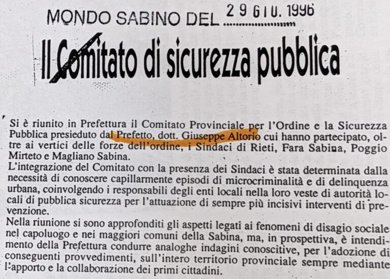 Scopri di più sull'articolo Il Comitato di sicurezza pubblica (Mondo Sabino)