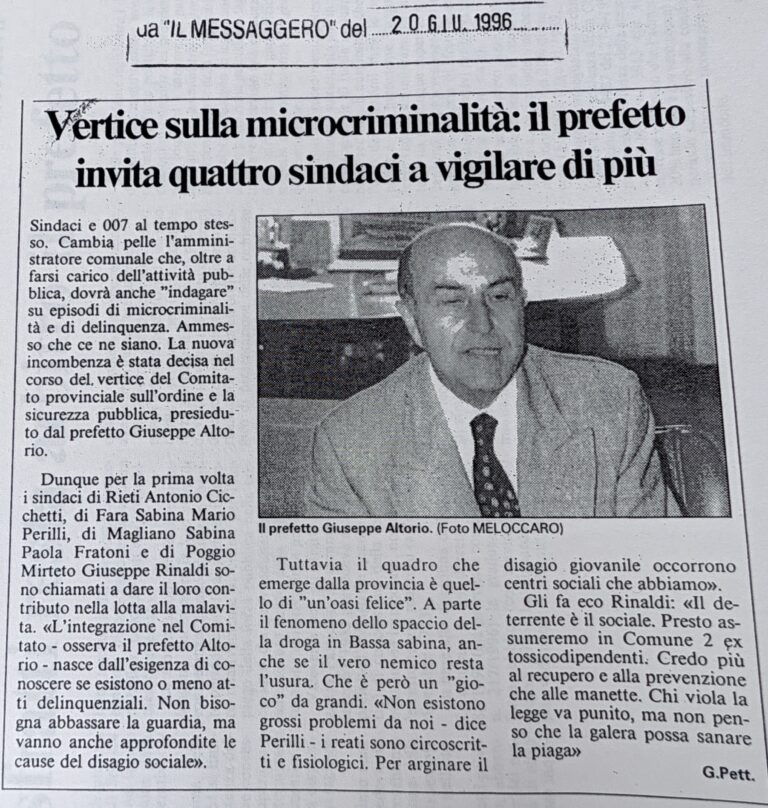 Scopri di più sull'articolo Vertice sulla microcriminalità: il prefetto invita quattro sindaci a vigilare di più (Il Messaggero)