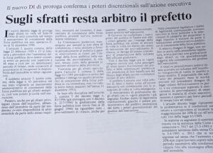 Scopri di più sull'articolo Sugli sfratti resta arbitro il prefetto