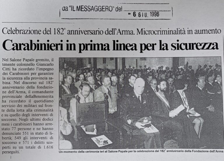 Scopri di più sull'articolo Carabinieri in prima linea per la sicurezza (Il Messaggero)