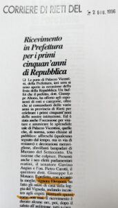 Scopri di più sull'articolo Ricevimento in Prefettura per i primi cinquan’anni di Repubblica (Corriere di Rieti)