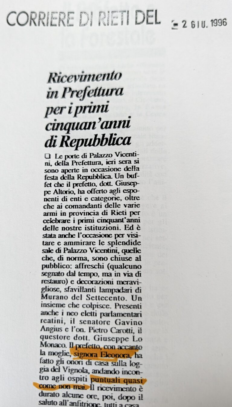 Scopri di più sull'articolo Ricevimento in Prefettura per i primi cinquan’anni di Repubblica (Corriere di Rieti)