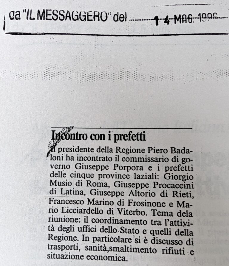 Scopri di più sull'articolo Incontro con i prefetti (Il Messaggero)