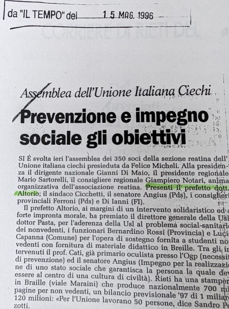 Scopri di più sull'articolo Prevenzione e impegno sociale gli obiettivi (Il Tempo)