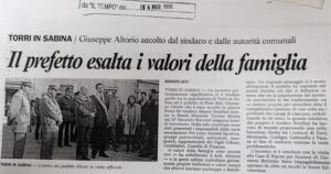 Scopri di più sull'articolo Il prefetto esalta i valori della famiglia (Il Tempo)