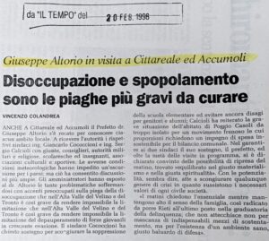 Scopri di più sull'articolo Disoccupazione e spopolamento sono le piaghe più gravi da curare (Il Tempo)