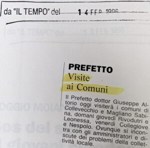 Scopri di più sull'articolo Visite ai Comuni (Il Tempo)