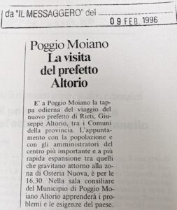 Scopri di più sull'articolo La visita del prefetto Altorio (Il Messaggero)