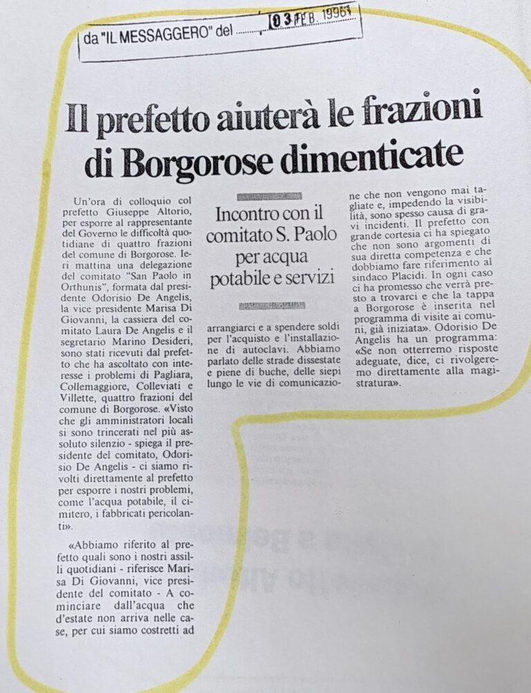 Scopri di più sull'articolo Il prefetto aiuterà le frazioni di Borgorose dimenticate (Il Messaggero)