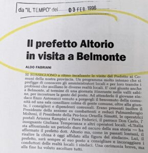 Scopri di più sull'articolo Il prefetto Altorio in visita a Belmonte (Il Tempo)