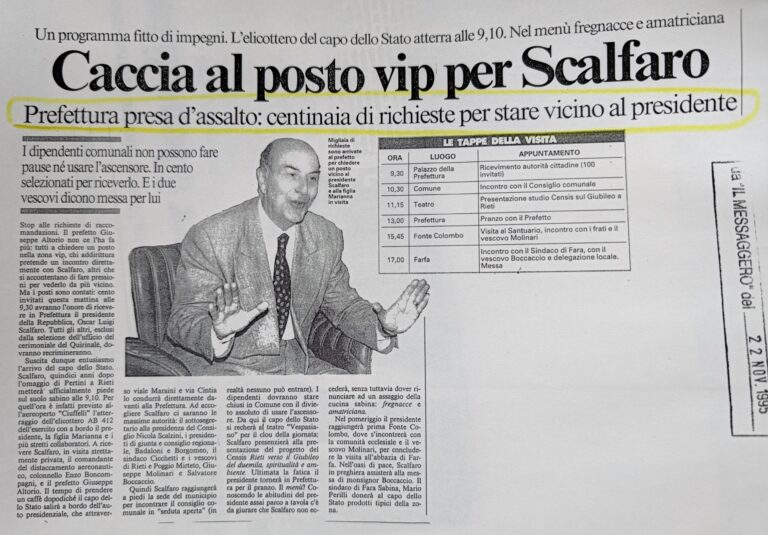 Scopri di più sull'articolo Caccia al posto vip per Scalfaro (Il Messaggero)