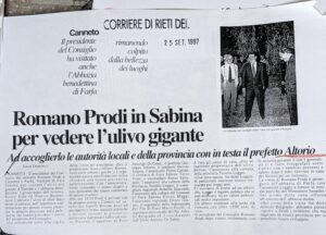 Scopri di più sull'articolo Romano Prodi in Sabina per vedere l’ulivo gigante (Corriere di Rieti)