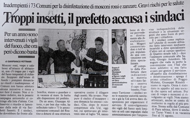 Scopri di più sull'articolo Troppi insetti, il prefetto accusa i sindaci