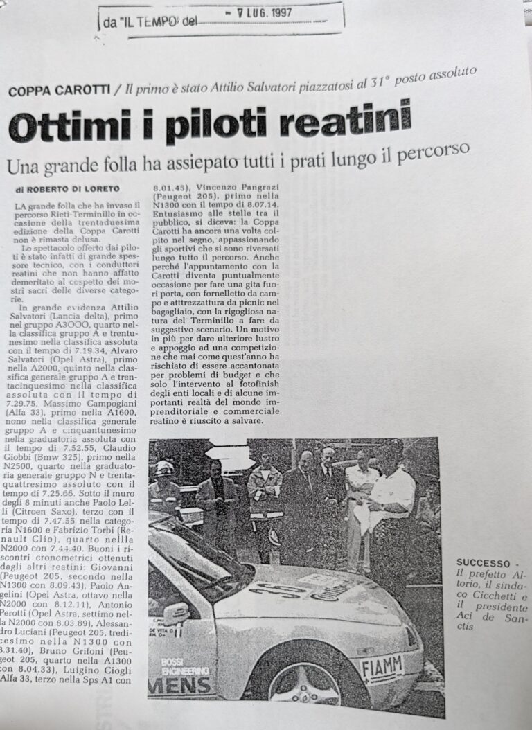 Scopri di più sull'articolo Ottimi i piloti reatini (Il Tempo)