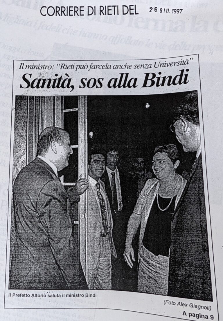 Scopri di più sull'articolo Sanità, sos alla Bindi (Corriere di Rieti)