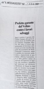 Scopri di più sull'articolo Prefetto garante del Velino contro i lavori selvaggi (Il Messaggero)