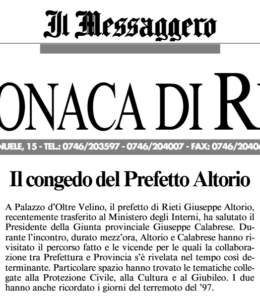 Scopri di più sull'articolo Il congedo del Prefetto Altorio (Il Messaggero)