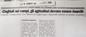 Scopri di più sull'articolo «Cinghiali sui campi, gli agricoltori devono essere risarciti» (Il Tempo)