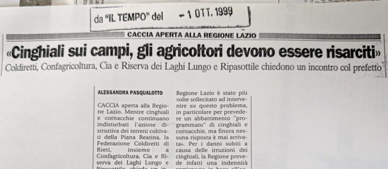 Scopri di più sull'articolo «Cinghiali sui campi, gli agricoltori devono essere risarciti» (Il Tempo)