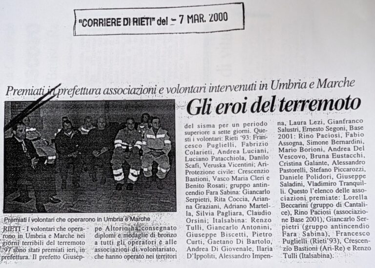 Scopri di più sull'articolo Gli eroi del terremoto (Corriere di Rieti)
