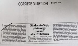 Scopri di più sull'articolo Sindacato Sap, sit-in oggi davanti alla Prefettura (Corriere di Rieti)