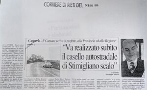 Scopri di più sull'articolo “Va realizzato subito il casello autostradale di Stimigliano scalo” (Corriere di Rieti)