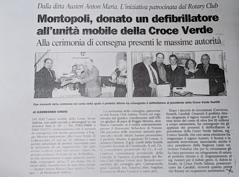 Scopri di più sull'articolo Montopoli, donato un defibrillatore all’unità mobile della Croce Verde