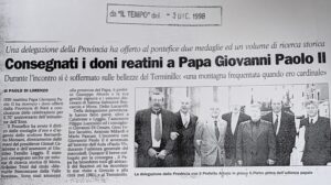 Scopri di più sull'articolo Consegnati i doni reatini a Papa Giovanni Paolo II (Il Tempo)