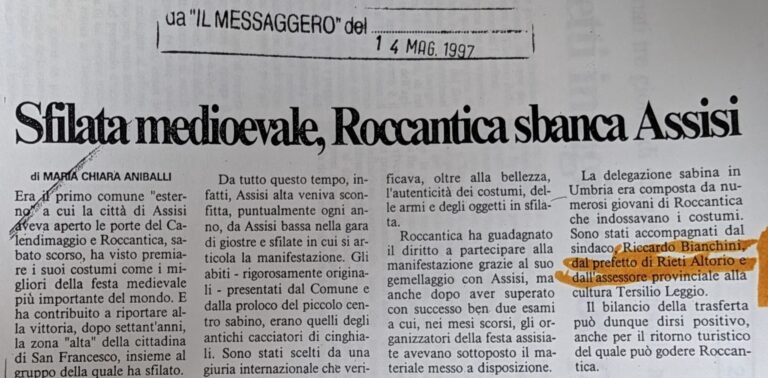 Scopri di più sull'articolo Sfilata medioevale, Roccantica sbanca Assisi (Il Messaggero)