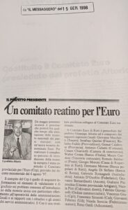 Scopri di più sull'articolo Un comitato reatino per l’Euro (Il Messaggero)