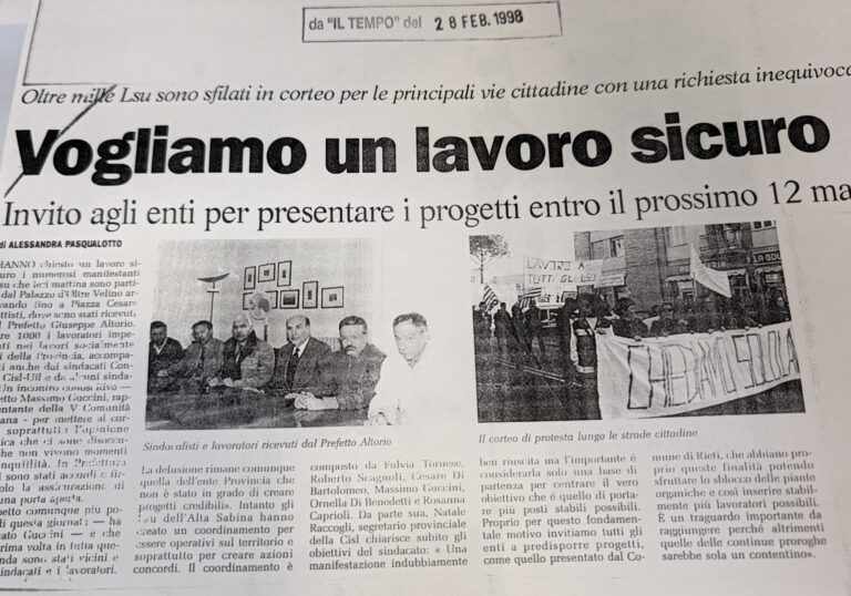 Scopri di più sull'articolo Vogliamo un lavoro sicuro (Il Tempo)