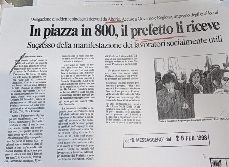 Scopri di più sull'articolo In piazza in 800, il prefetto li riceve (Il Messaggero)