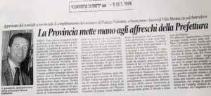 Scopri di più sull'articolo La Provincia mette mano agli affreschi della Prefettura (Corriere di Rieti)
