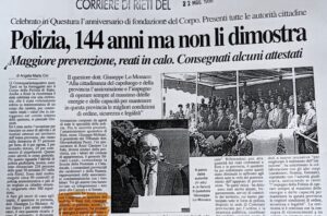 Scopri di più sull'articolo Polizia, 144 anni ma non li dimostra (Corriere di Rieti)