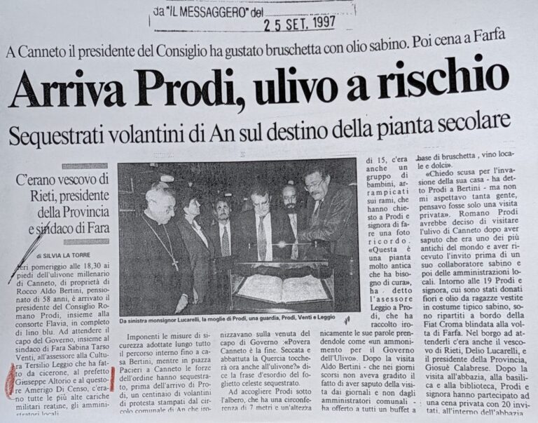 Scopri di più sull'articolo Arriva Prodi, ulivo a rischio (Il Messaggero)